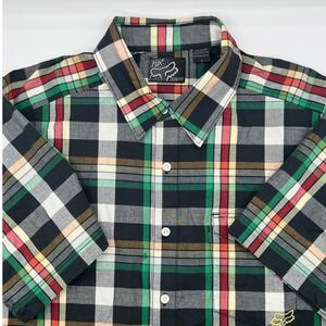 Fox Racing Men's Shirt Slim Fit Large Short Sleeve Plaid Pocket‎ Button Up 0435